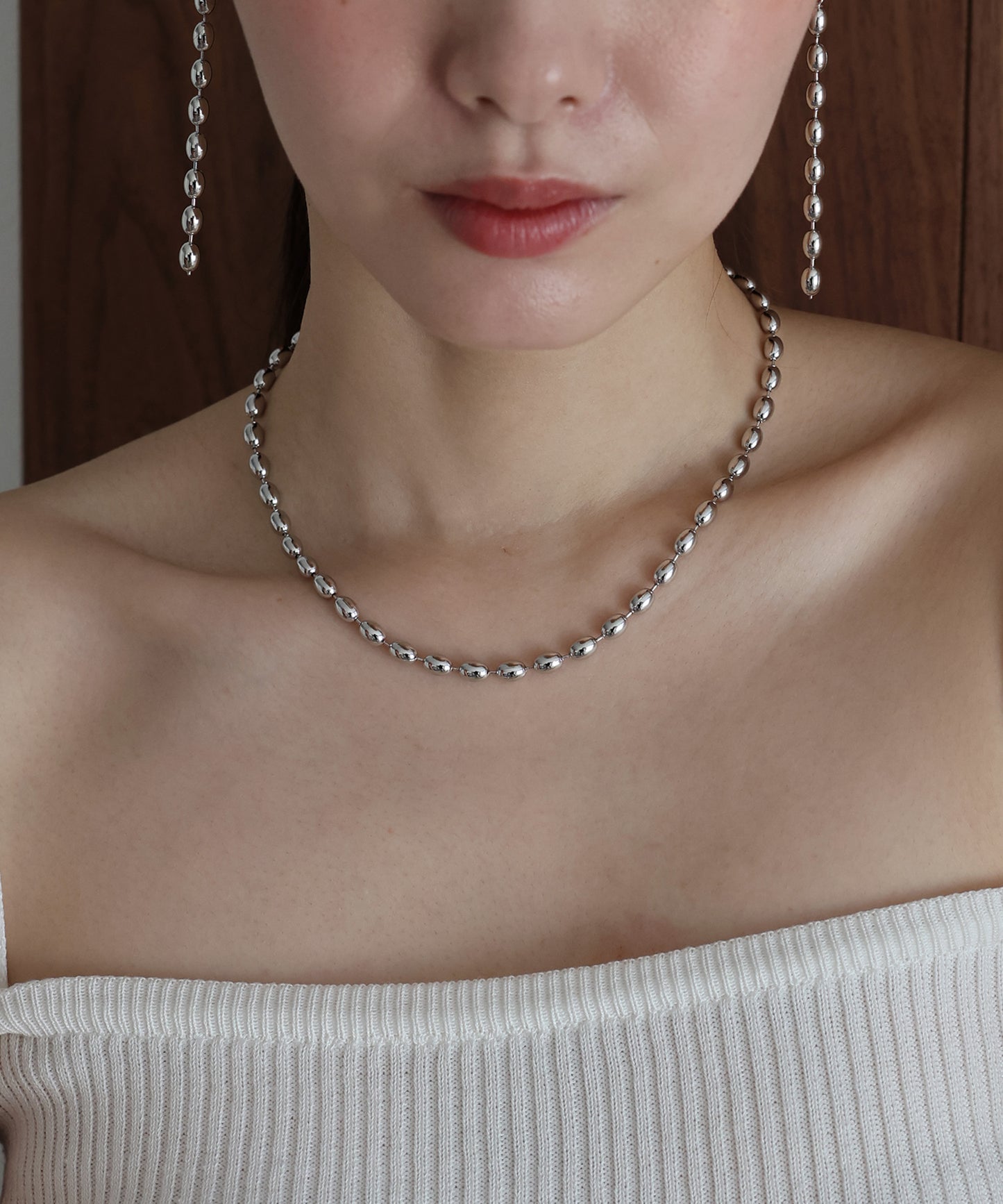 オーバルボールチェーンネックレス / ニッケルフリー【ネコポス】