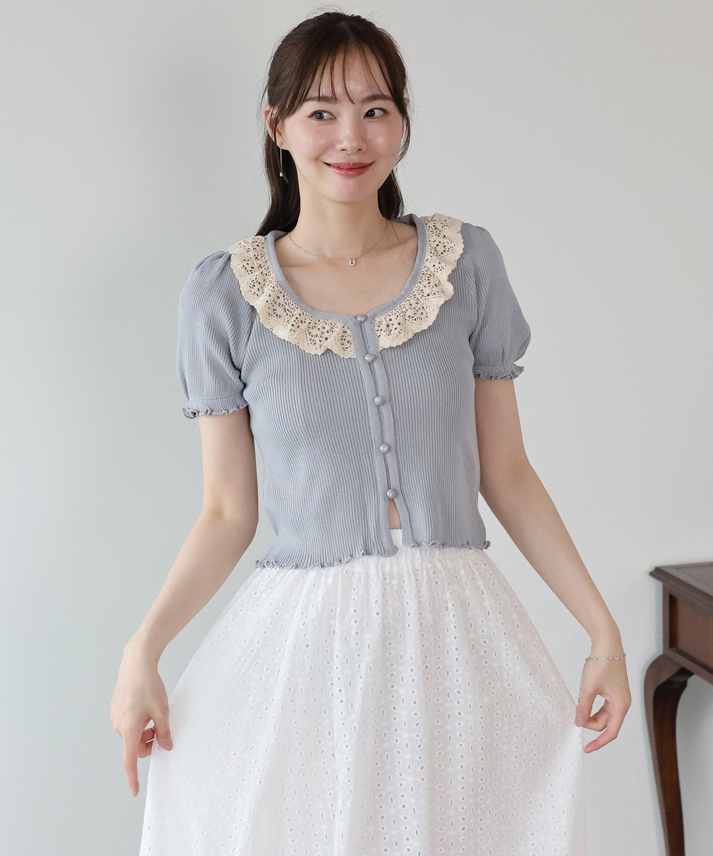 【早割5％OFF】エンブロイダリーレースニット【メール便】