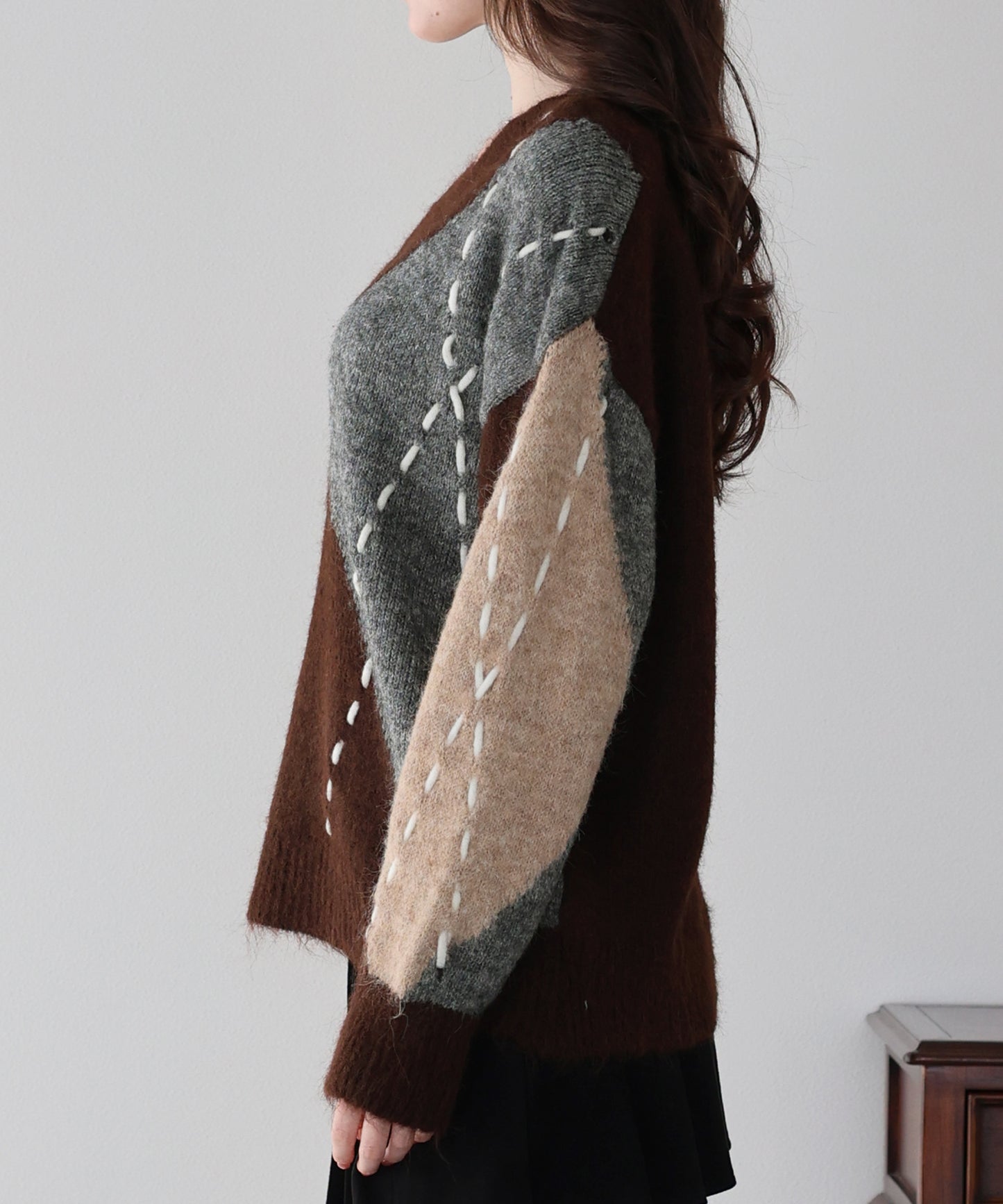 アーガイル柄ルーズニット