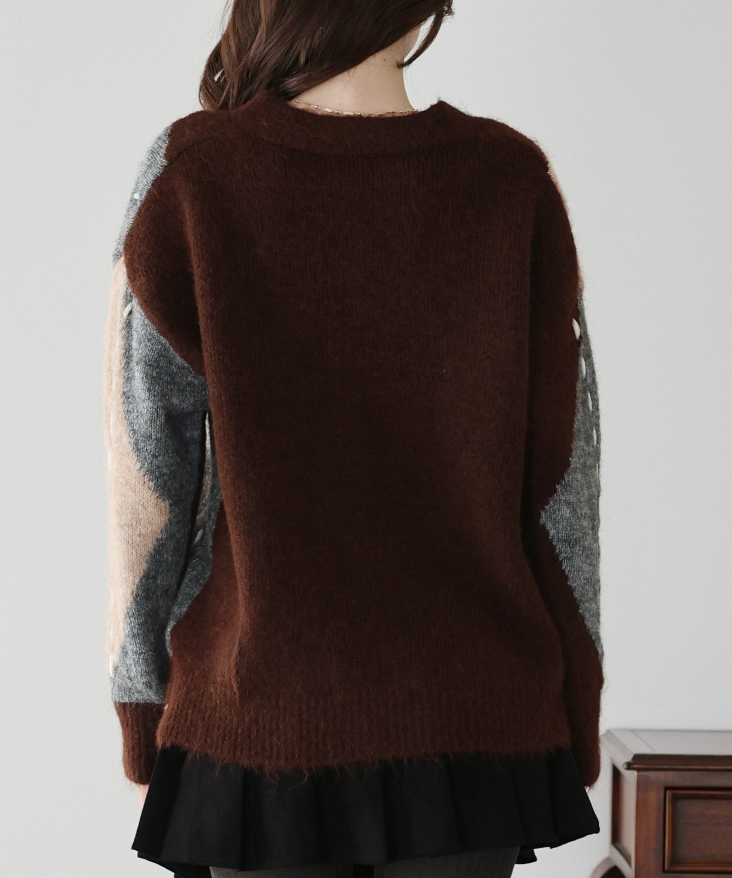 アーガイル柄ルーズニット