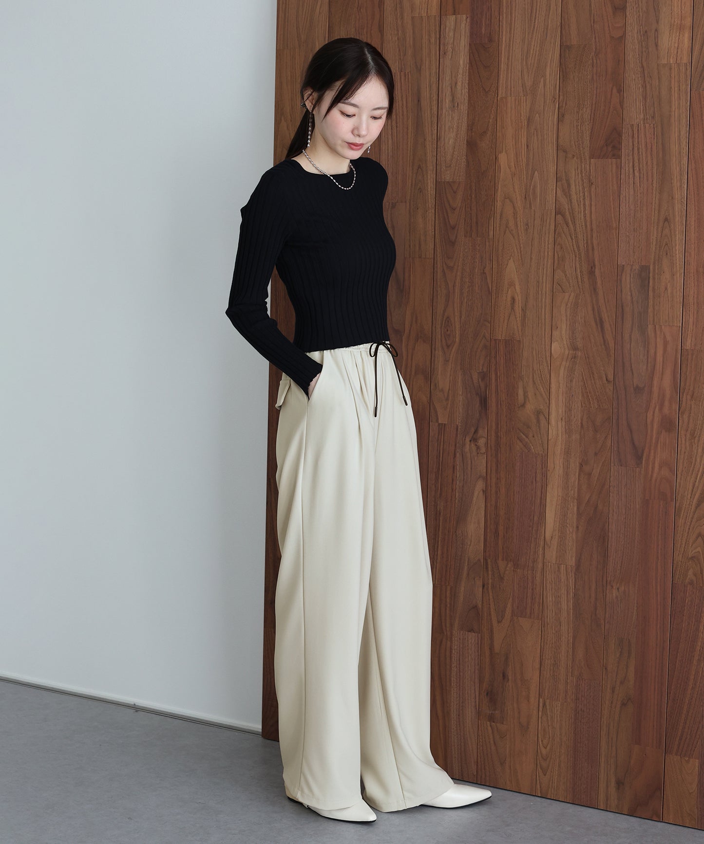 レザードロストワイドパンツ