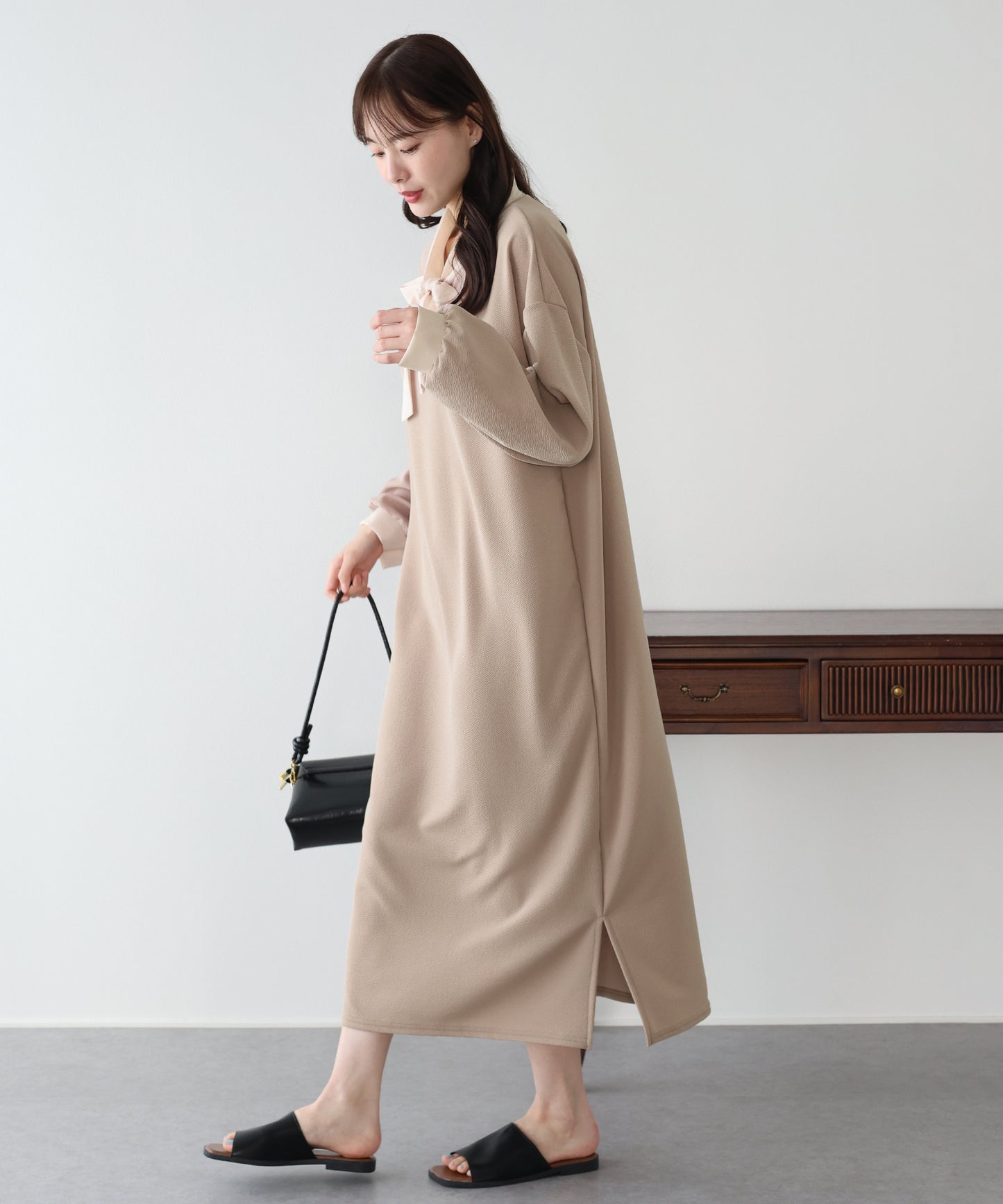 【早割5％OFF】バイカラーボウタイワンピース