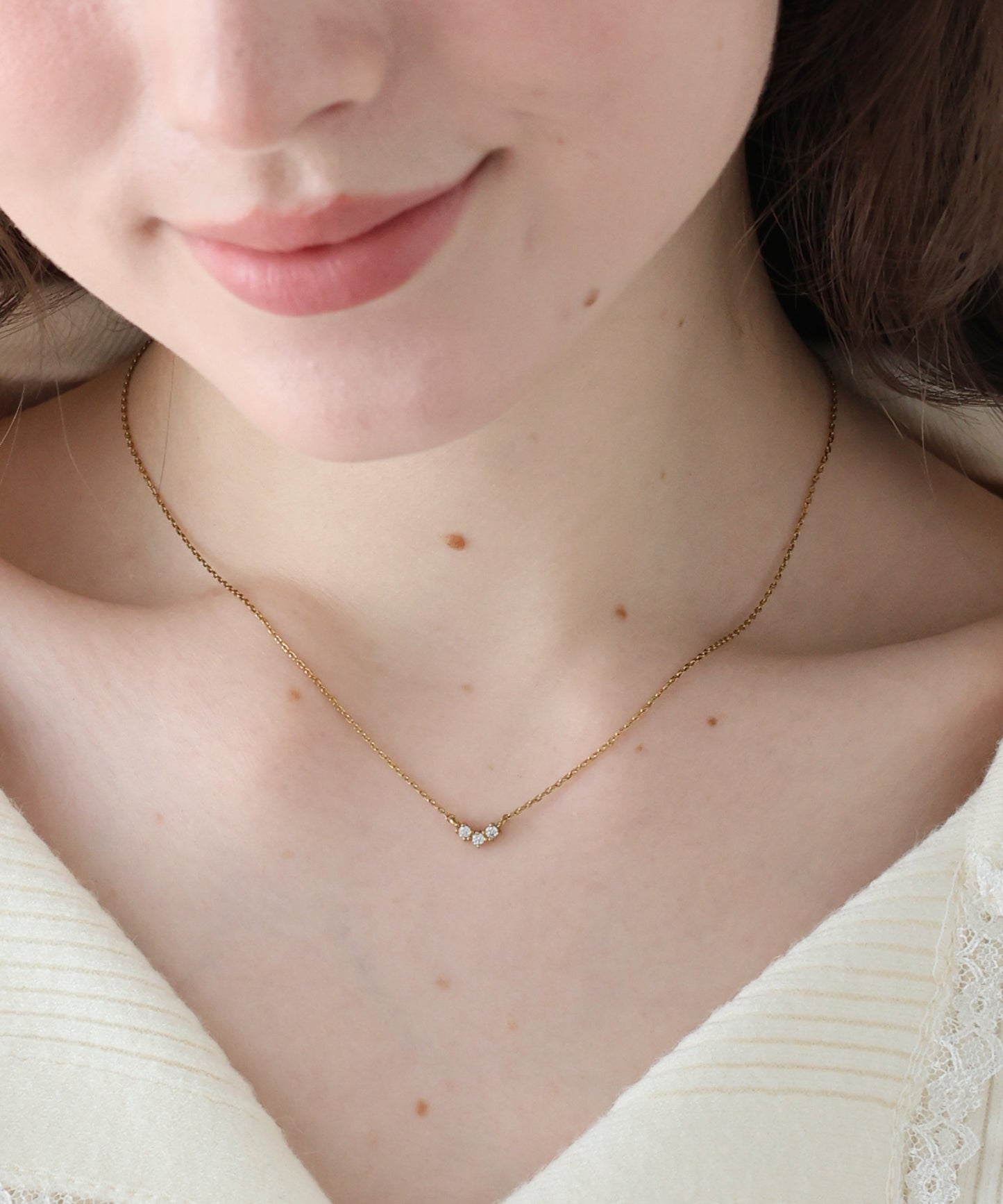 トリプルジルコニアネックレス / サージカルステンレス【ネコポス】