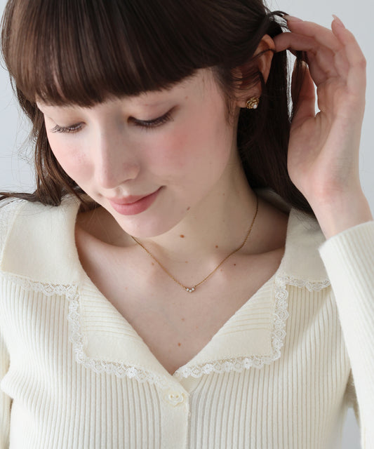 トリプルジルコニアネックレス / サージカルステンレス【ネコポス】