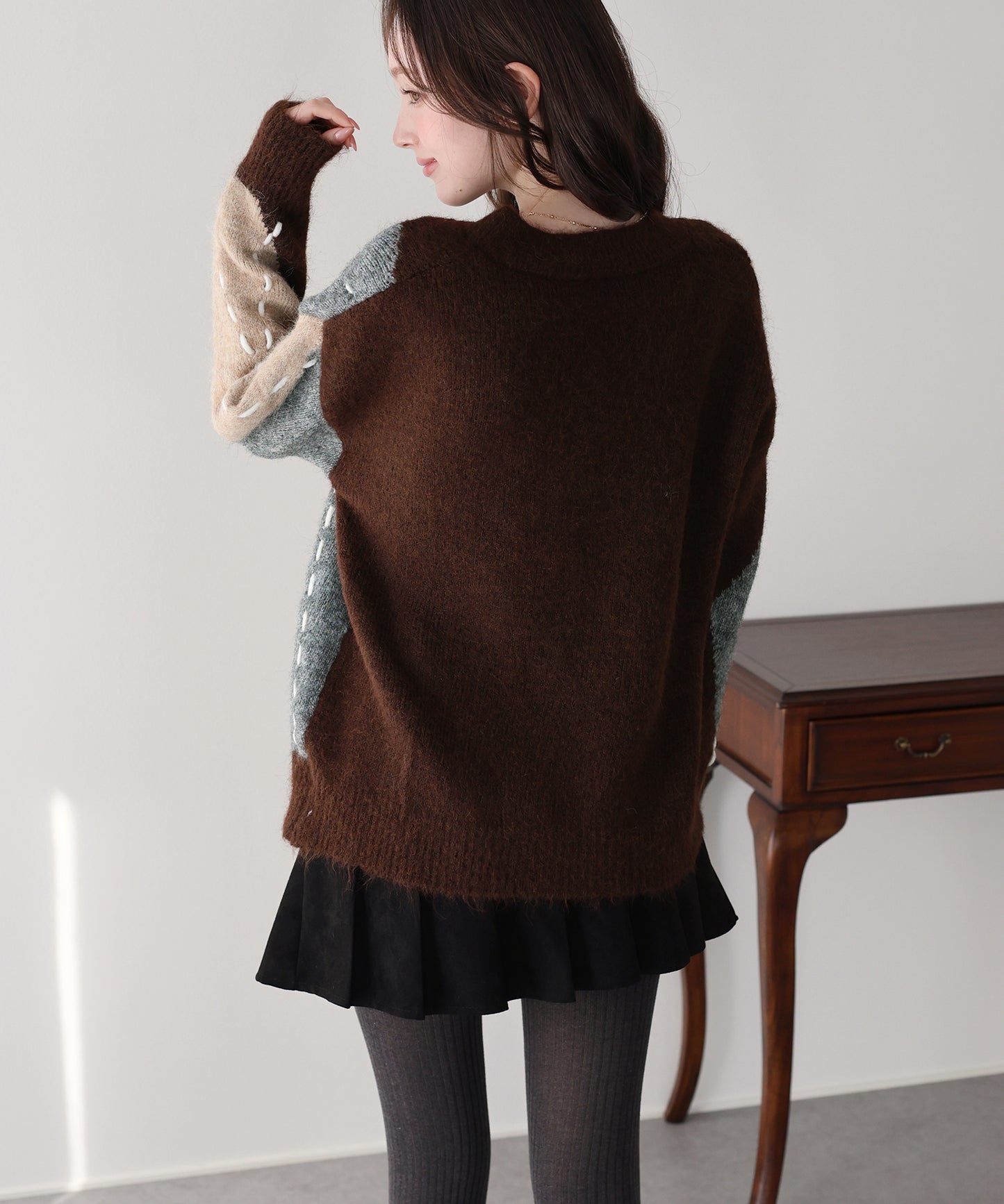 アーガイル柄ルーズニット