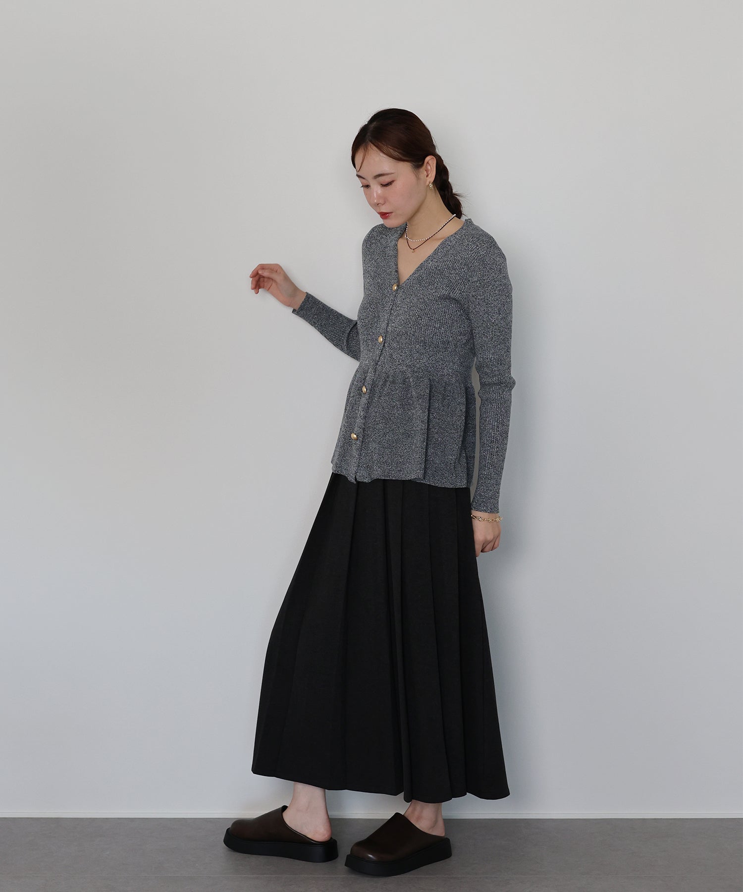 クリスチャンディオール　CDボタン　ニット　カーディガン　ペプラム　ブルー 90's USA製 Christian Dior Acrylic Knit Cardigan M/ クリスチャン