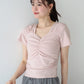 半袖ハートネックギャザーTシャツ【ネコポス】