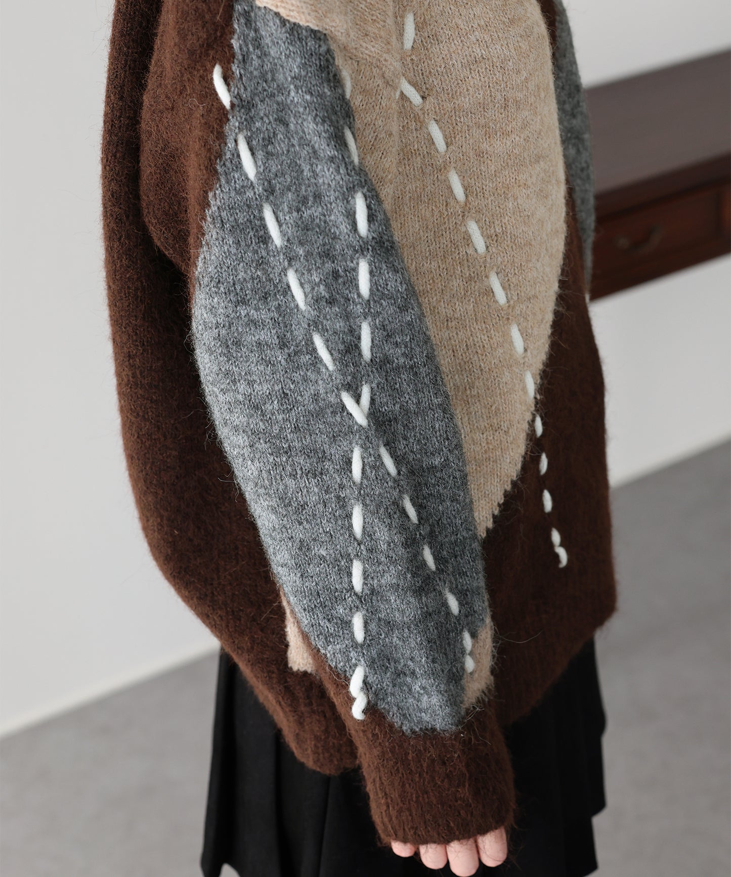 アーガイル柄ルーズニット