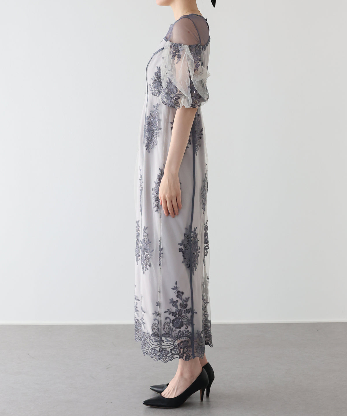 【早割5％OFF】スパンコール刺繍シアードレス
