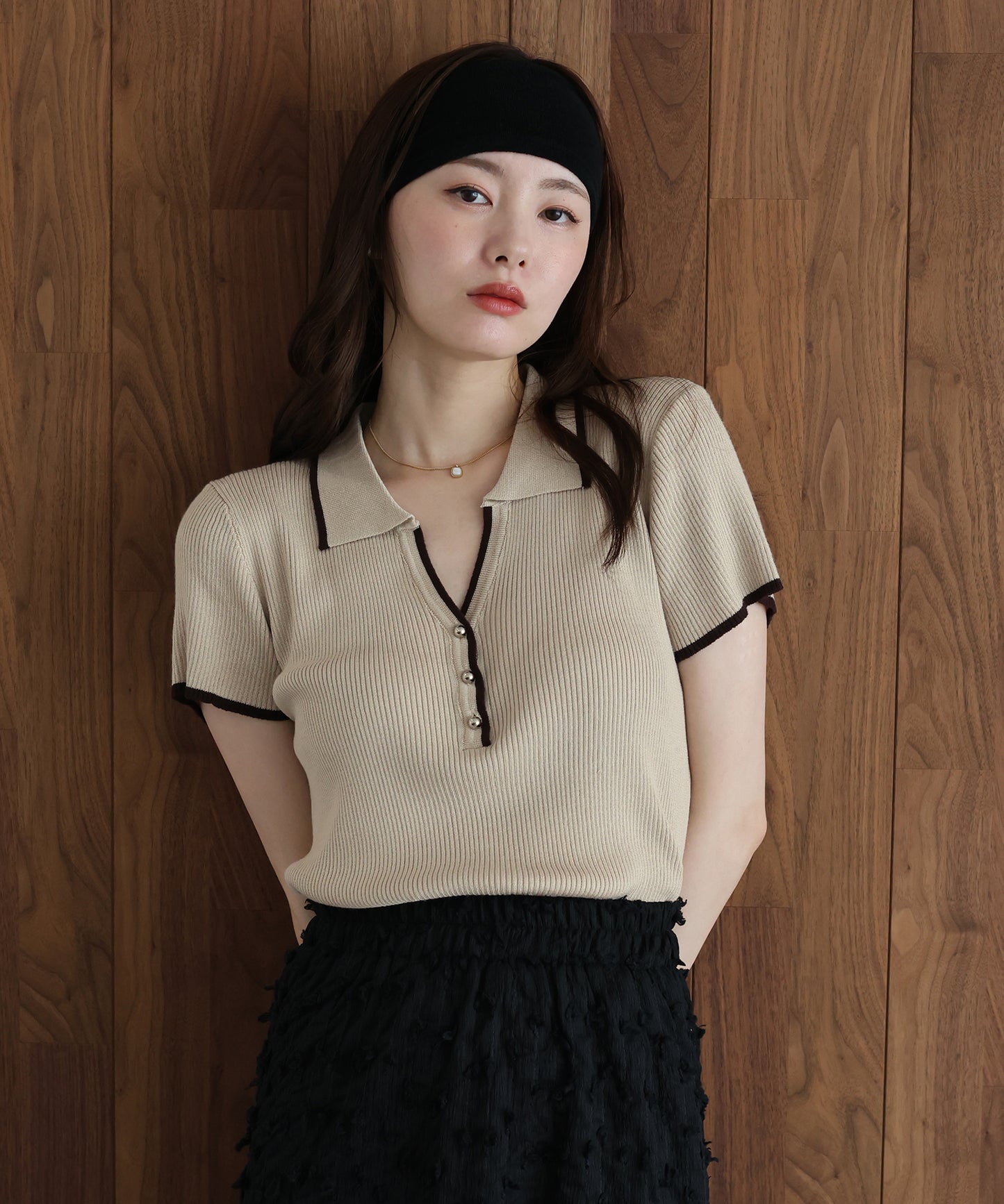 【早割5％OFF】バイカラースキッパーポロニット【メール便】