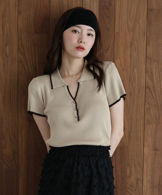 【早割5％OFF】バイカラースキッパーポロニット【メール便】