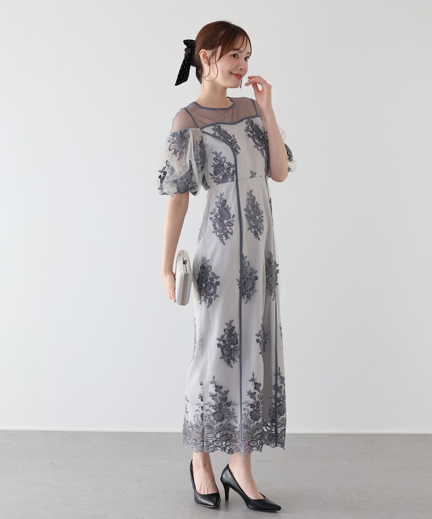 【早割5％OFF】スパンコール刺繍シアードレス