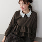 【早割5％OFF】レースカラーフリルヘムカットソー