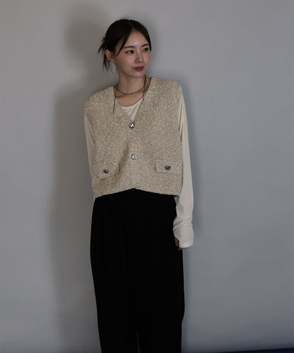 【早割5％OFF】ニュアンスボタンメランジニットベスト[ J by blue ]