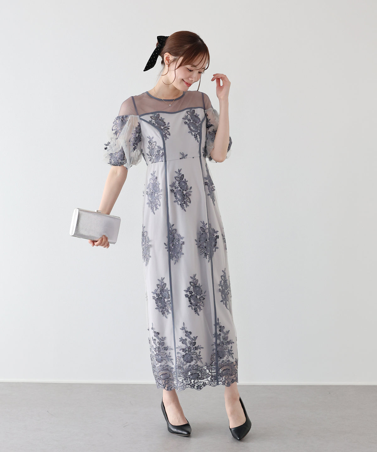 【早割5％OFF】スパンコール刺繍シアードレス