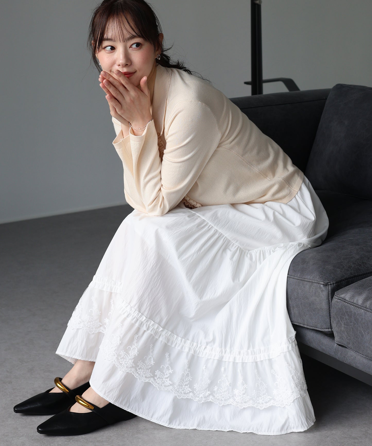 【早割5％OFF】レースティアードスカート