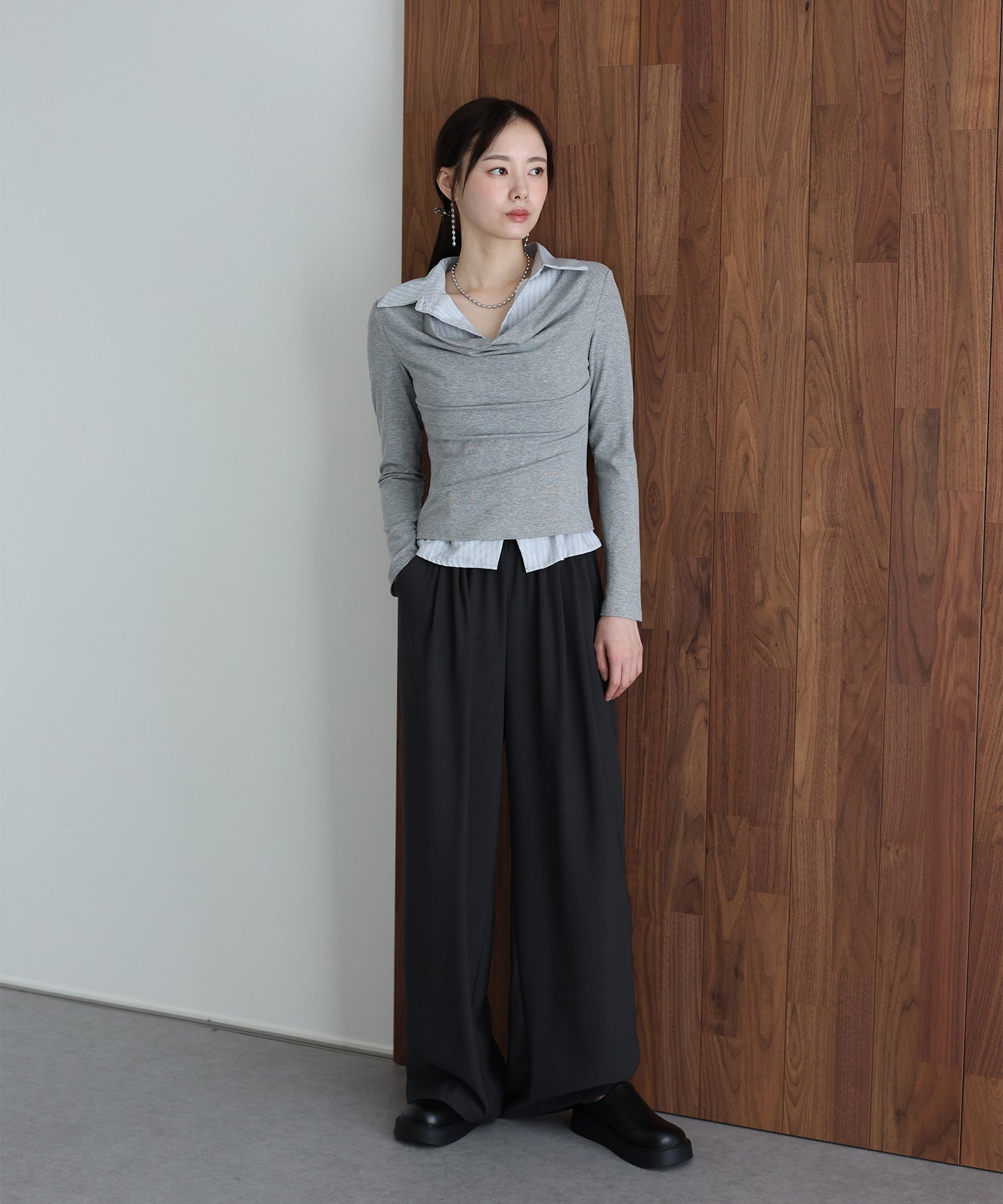 レザードロストワイドパンツ