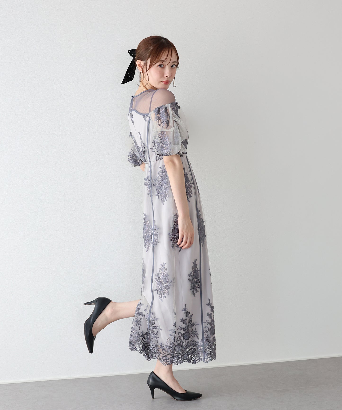 【早割5％OFF】スパンコール刺繍シアードレス