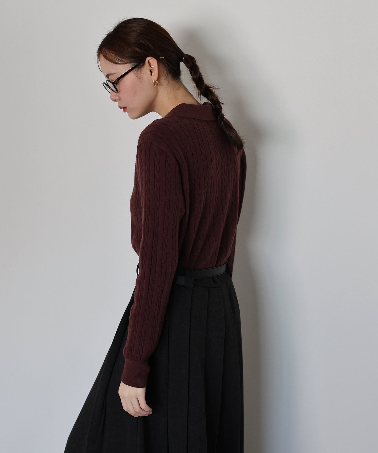 ゴールドボタンケーブルニットカーディガン[ J by blue ]