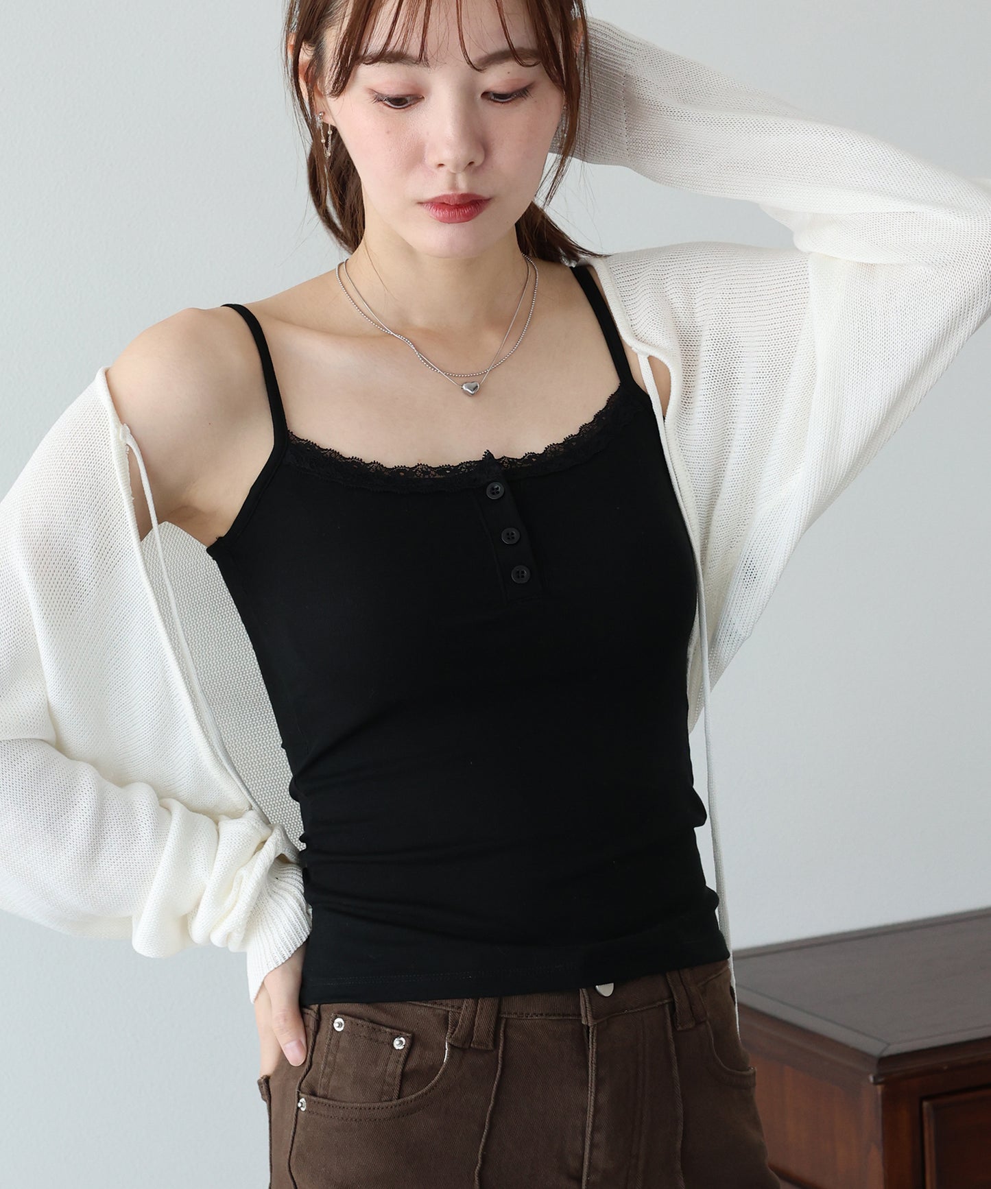 【早割5％OFF】ヘンリーネックレースキャミソール【メール便】