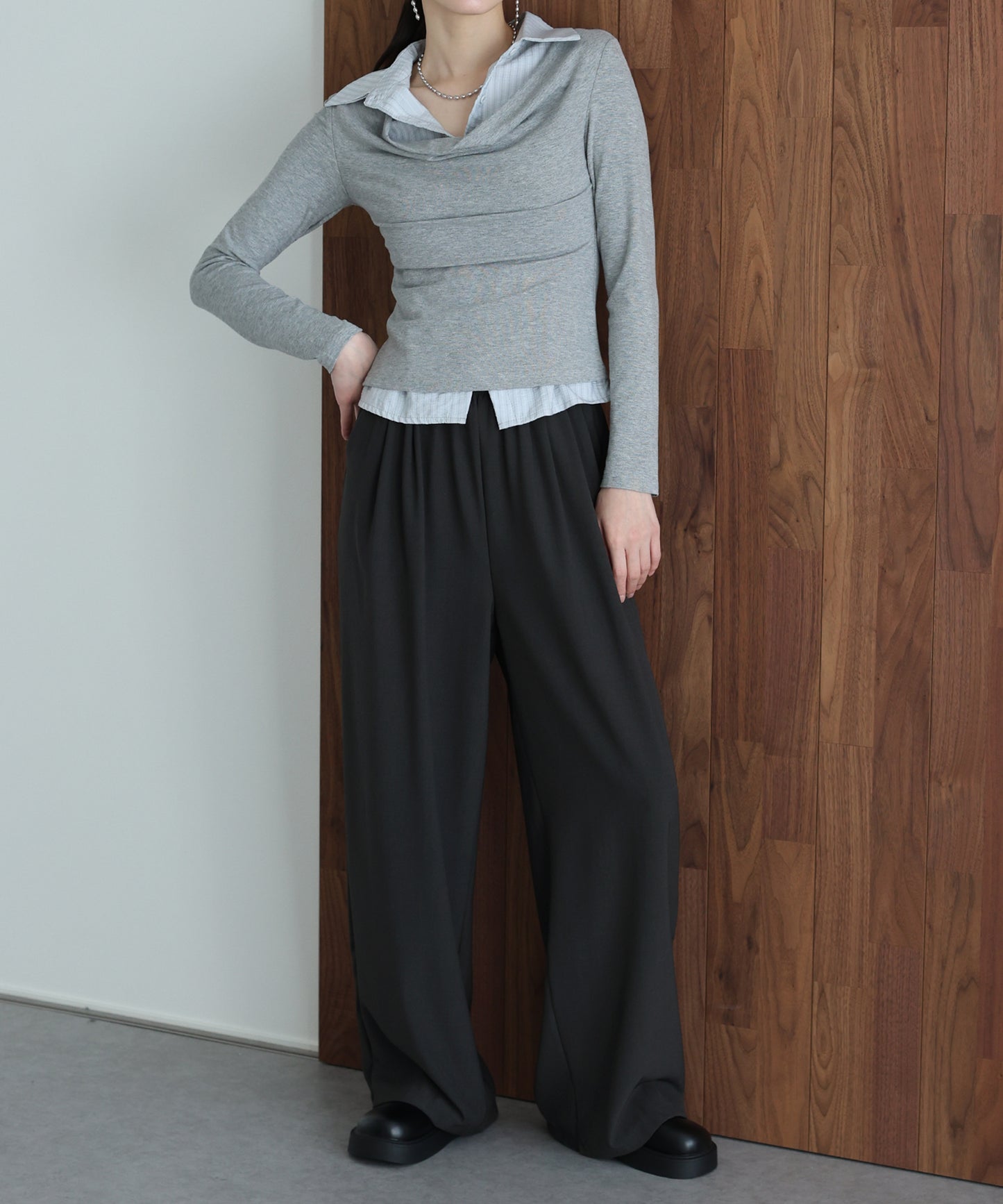 レザードロストワイドパンツ