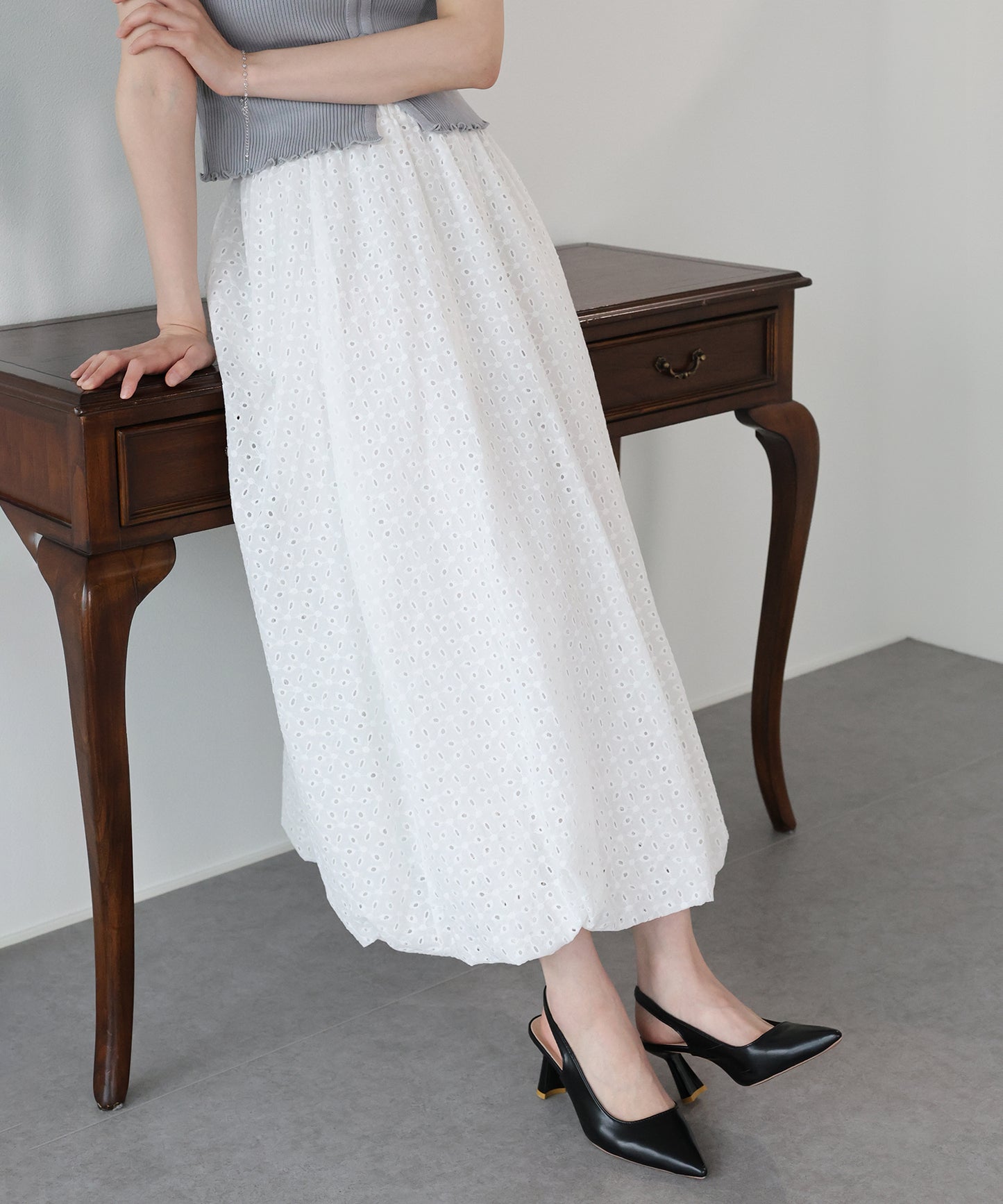 【早割5％OFF】コットンレースバルーンスカート