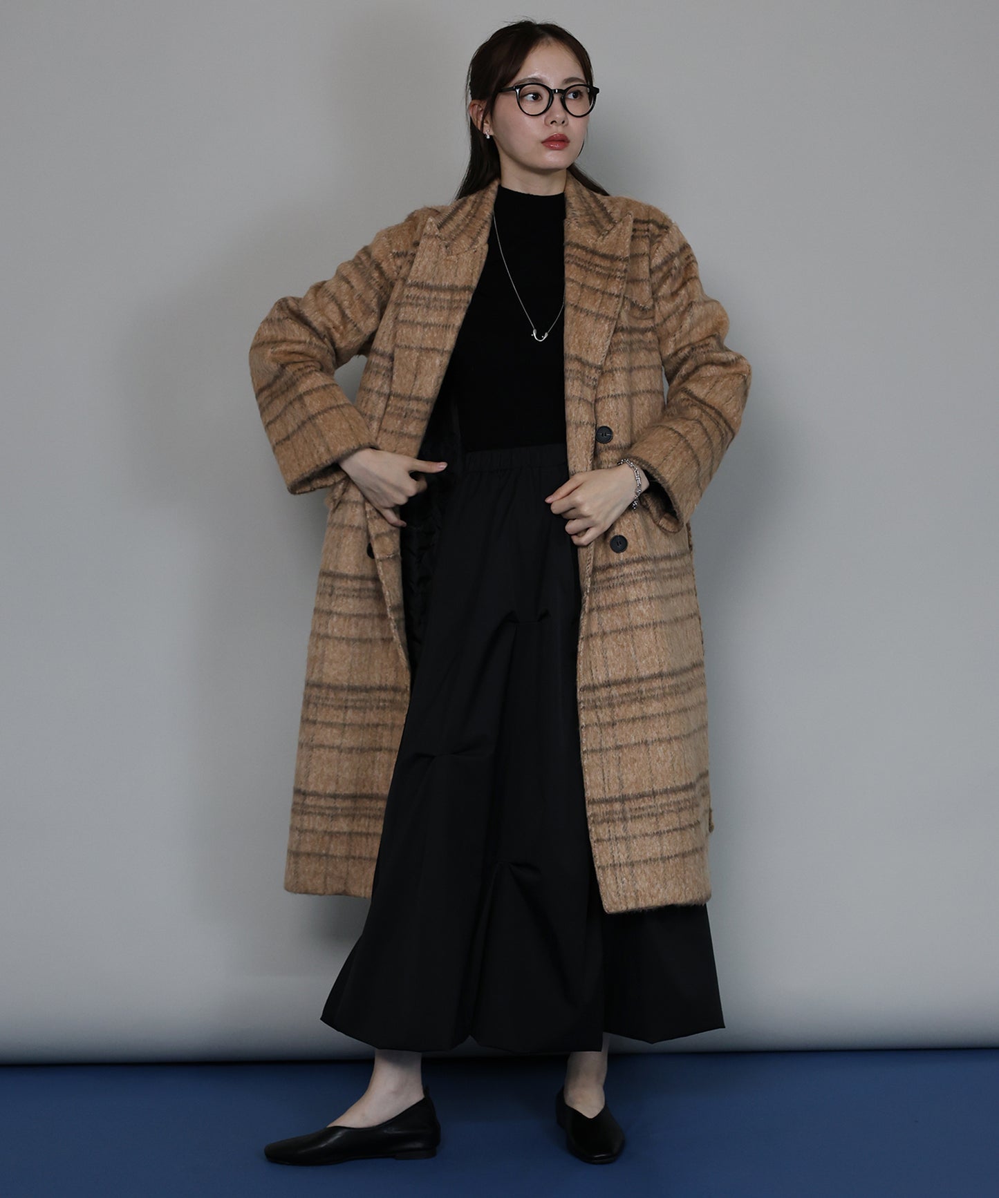 【早割5％OFF】[ J by blue ]チェックロングコート