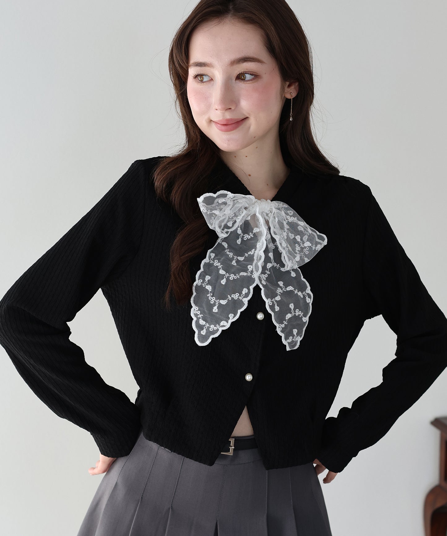 ネックレースリボンカーディガン【ネコポス】