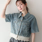【早割5％OFF】ヘムレースデニムジャケット
