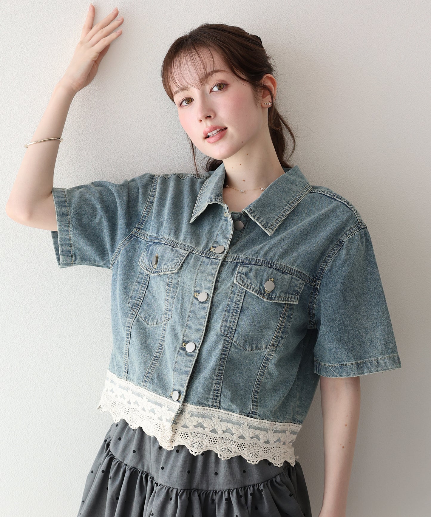 【早割5％OFF】ヘムレースデニムジャケット