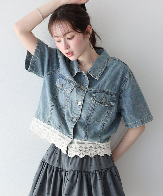 【早割5％OFF】ヘムレースデニムジャケット