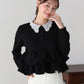 【早割5％OFF】レースカラーフリルヘムカットソー