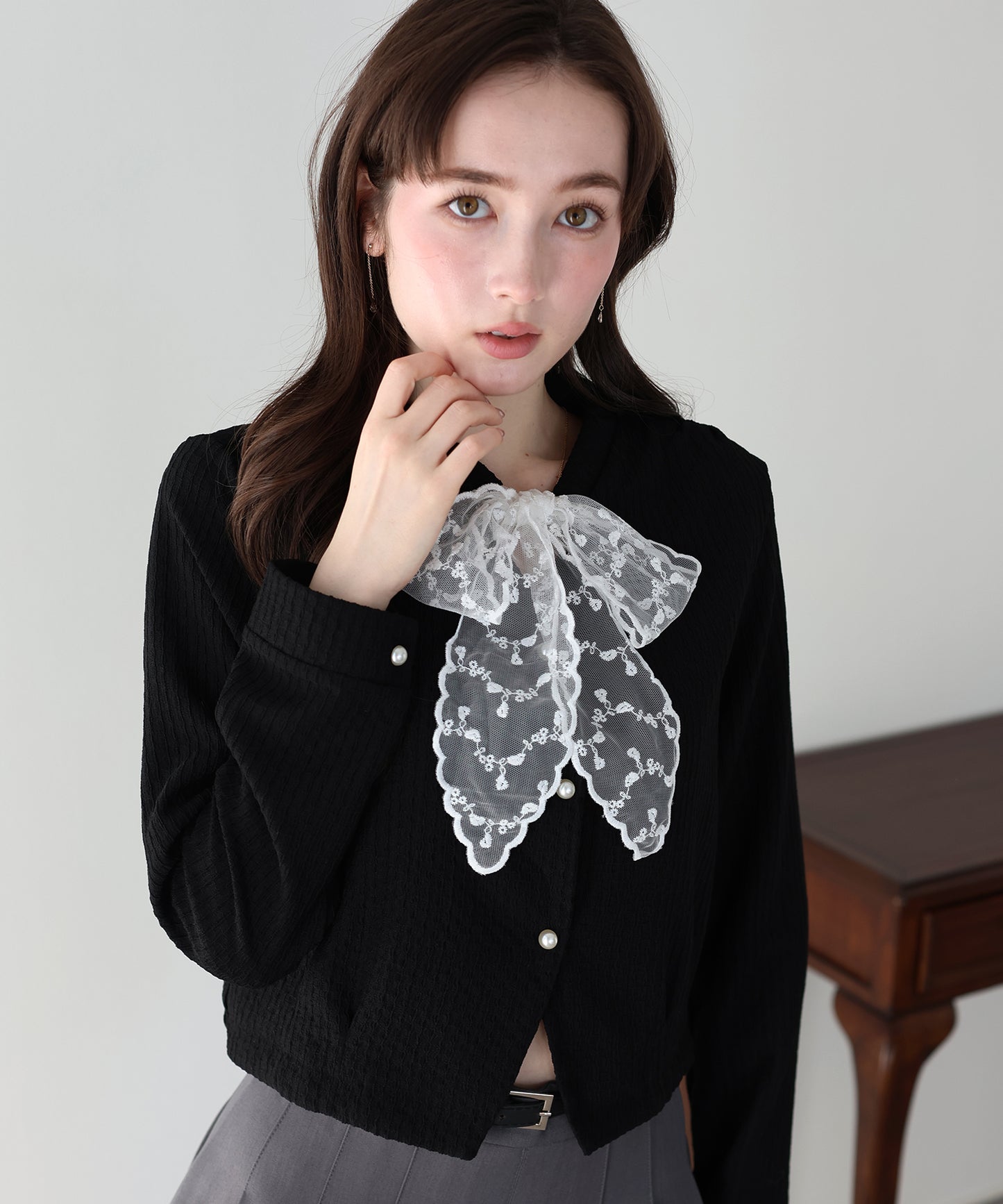 ネックレースリボンカーディガン【ネコポス】