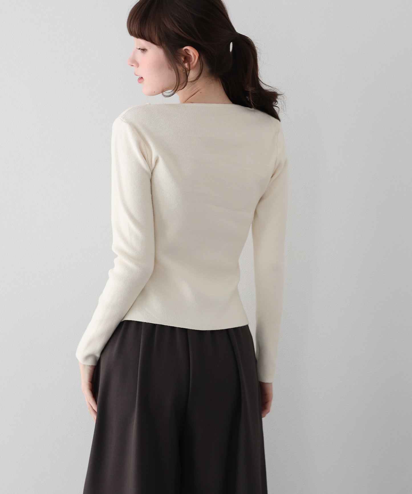 【早割5％OFF】フロントギャザーレースニット