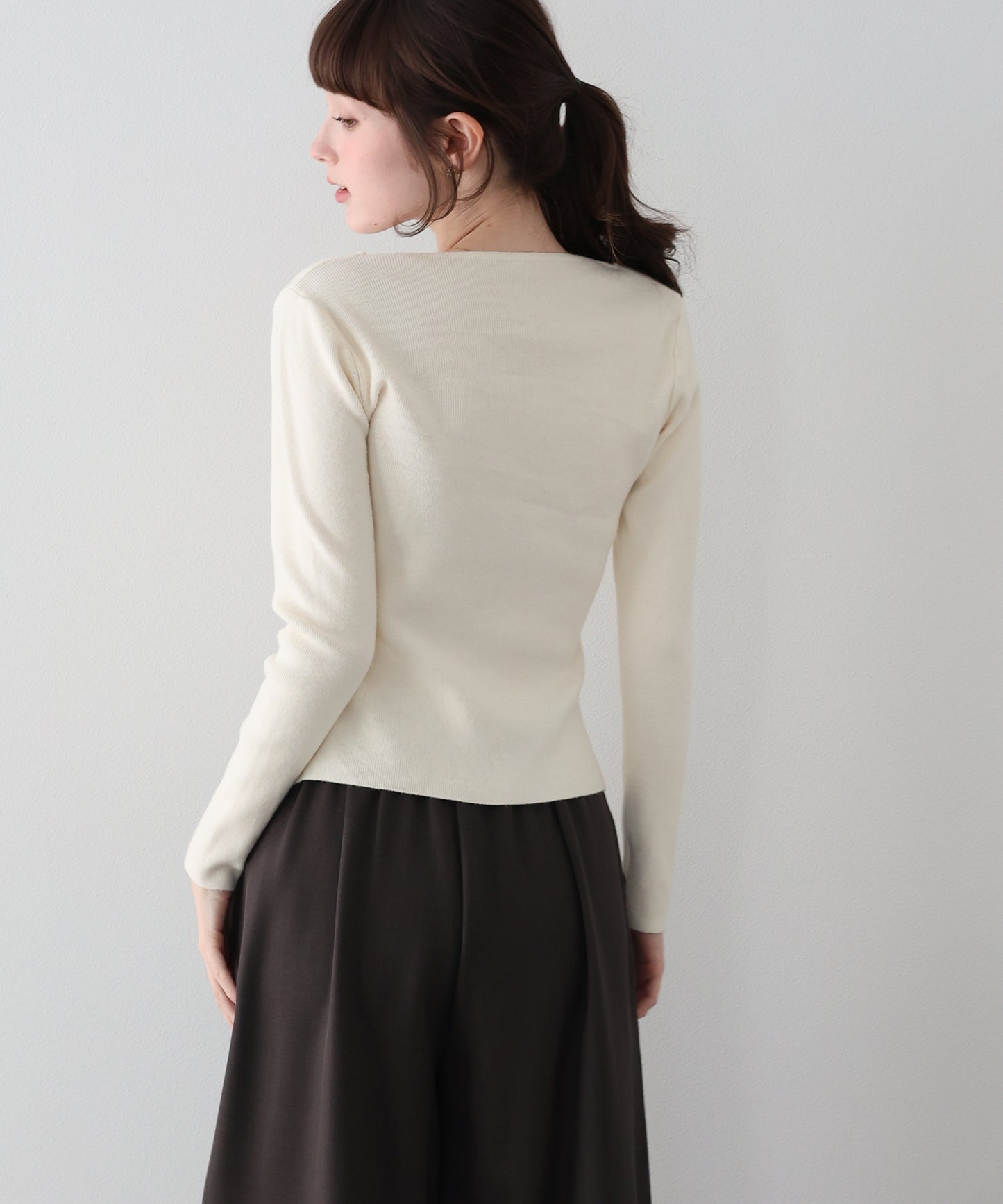 フロントギャザーレースニット