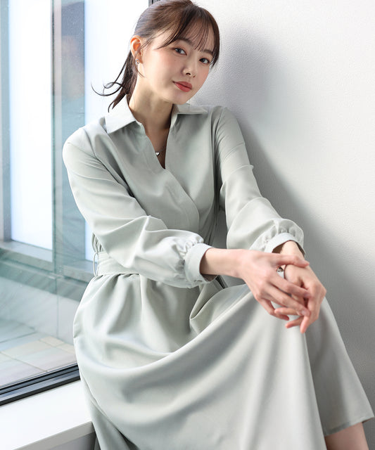 【早割5％OFF】カシュクールシャツワンピース