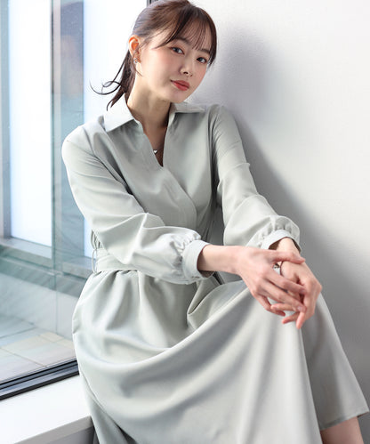 【早割5％OFF】カシュクールシャツワンピース