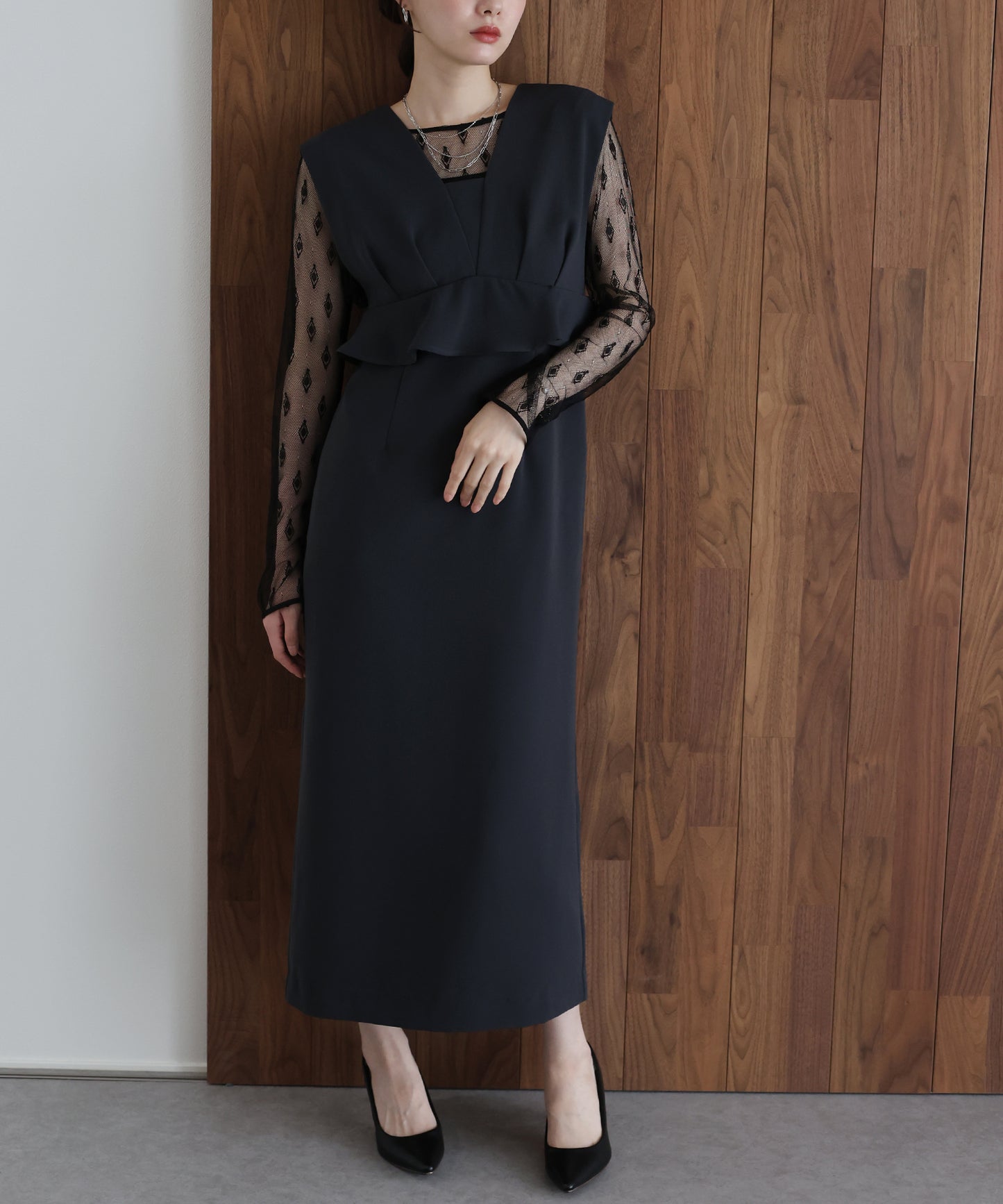 【早割5％OFF】ペプラムジャンスカ× レーストップス２点セット