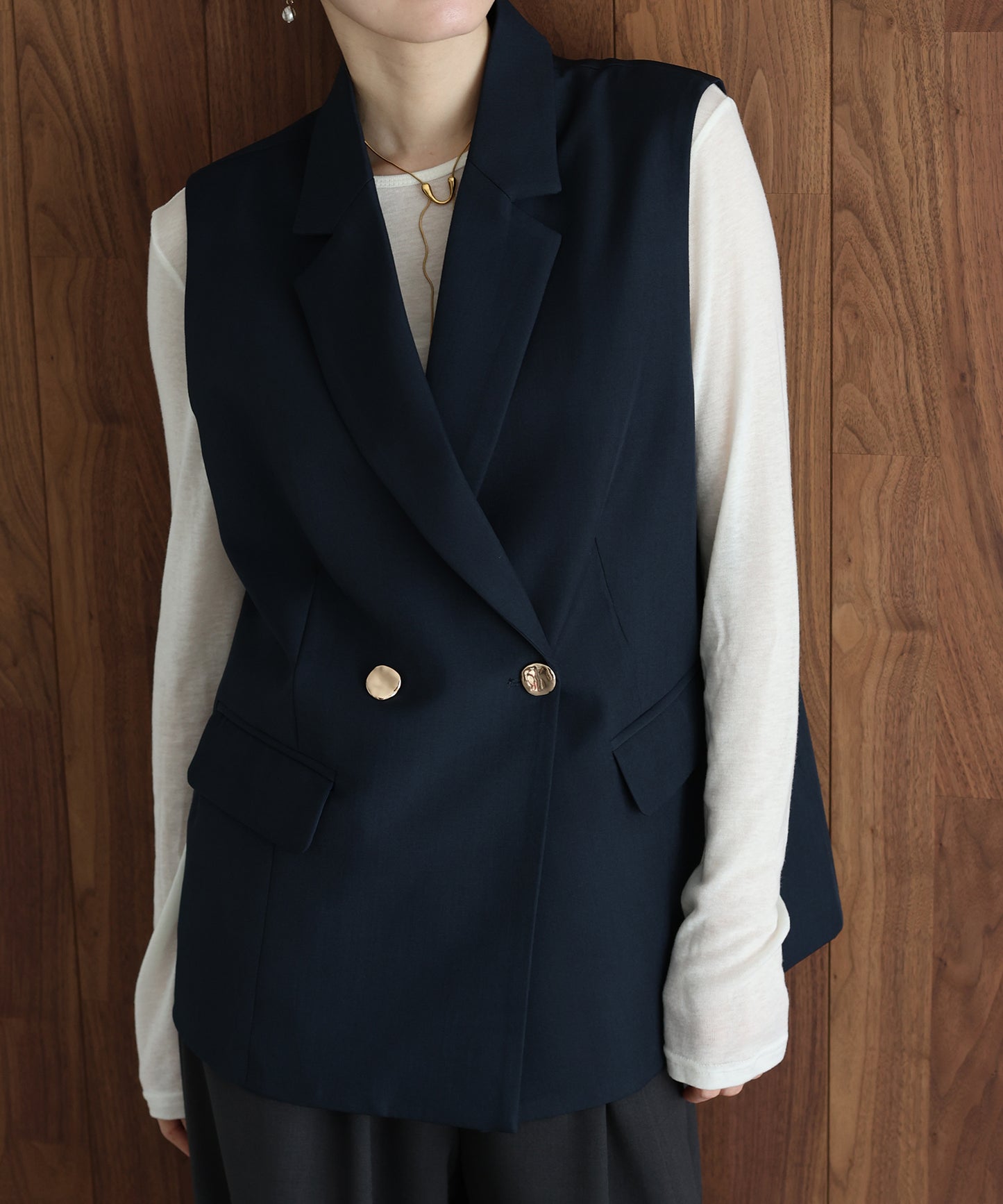 ニュアンスボタンテーラードジレ[ J by blue ]