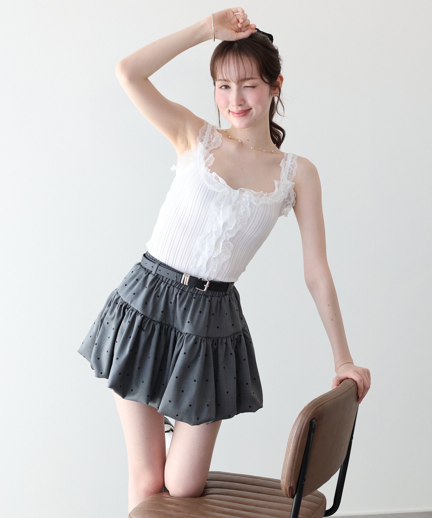 【早割5％OFF】ドットバルーンミニスカート