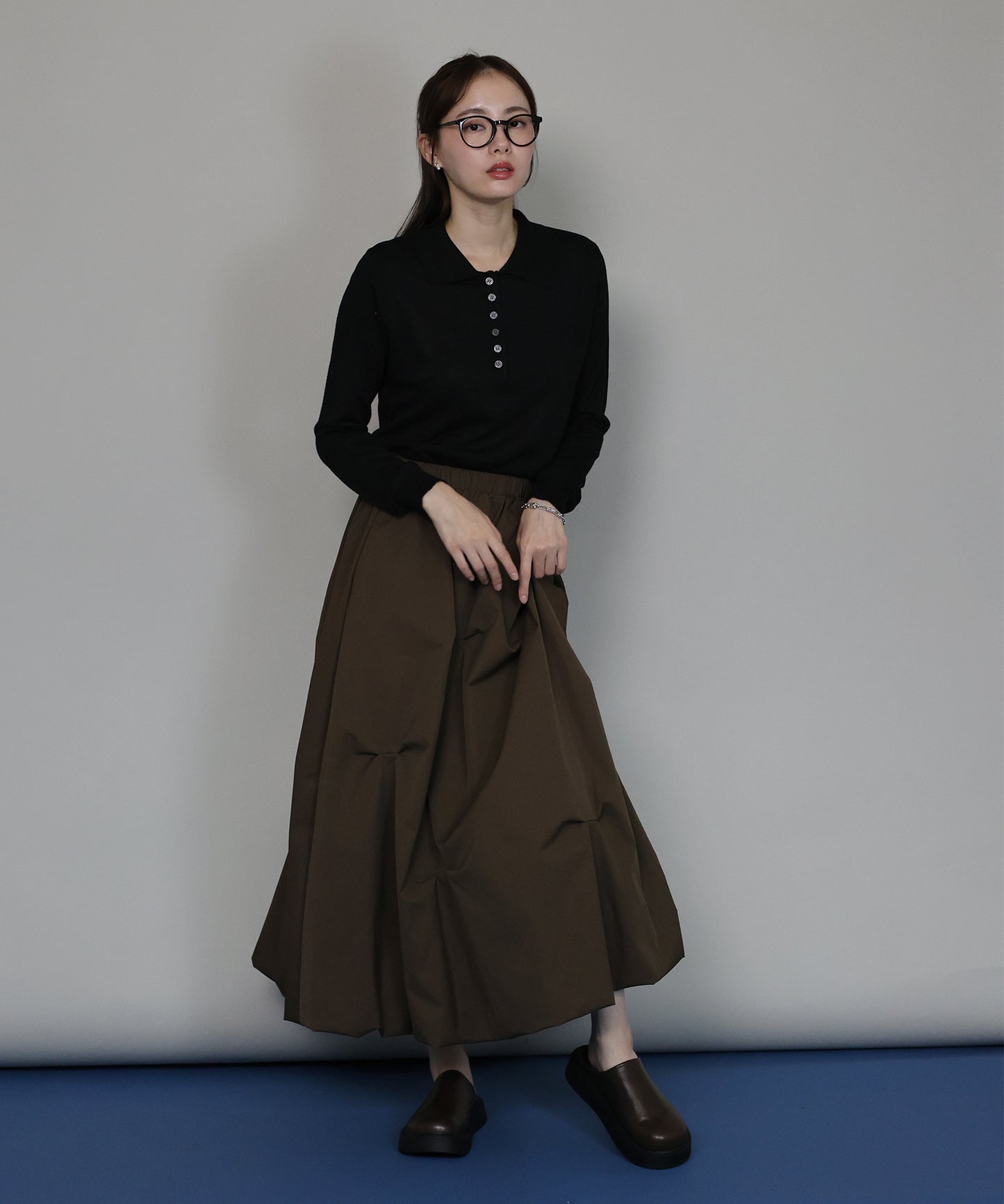 [J by blue]ウール混ポロ襟ニット