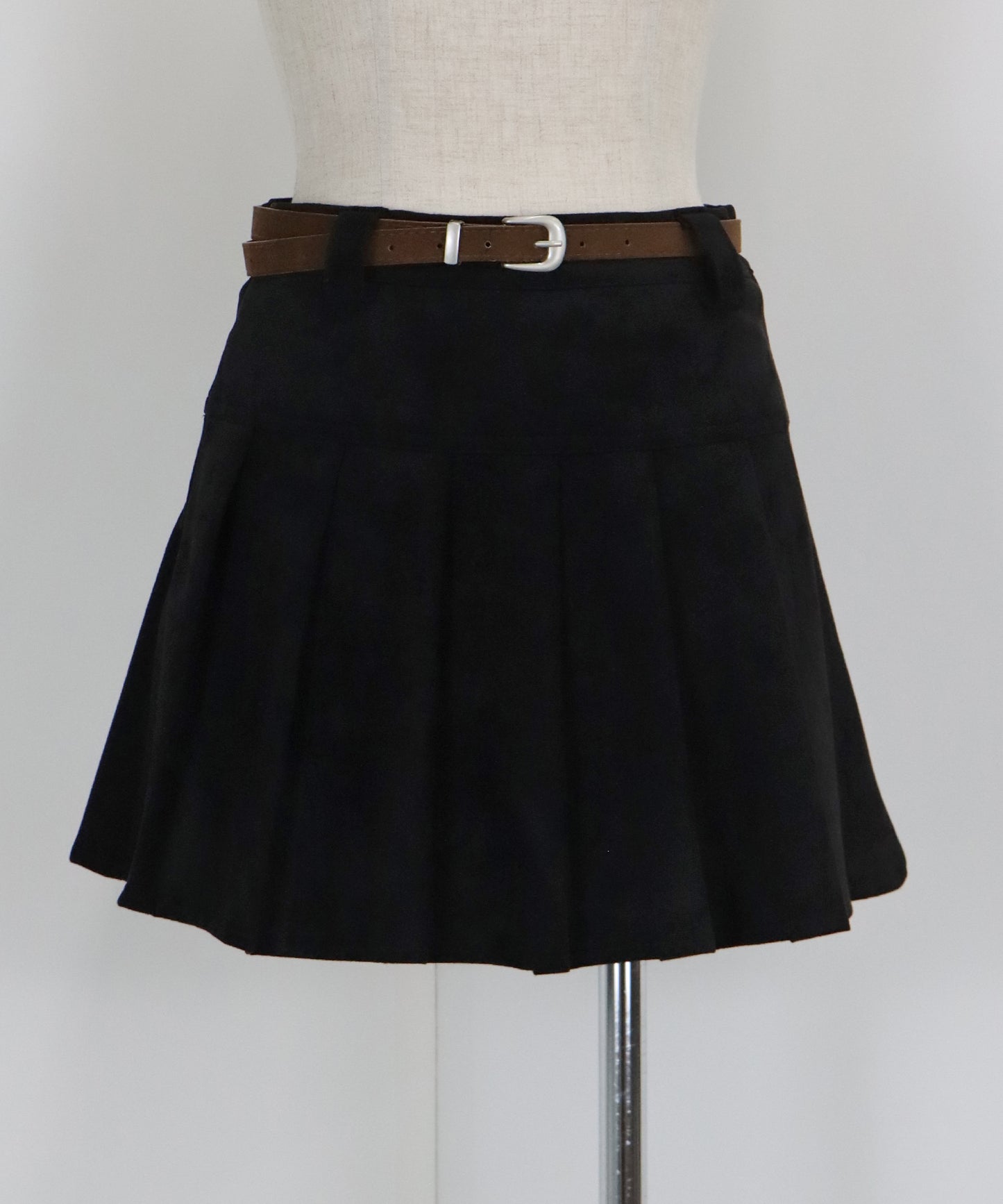 ベルトSETスウェードプリーツミニスカート