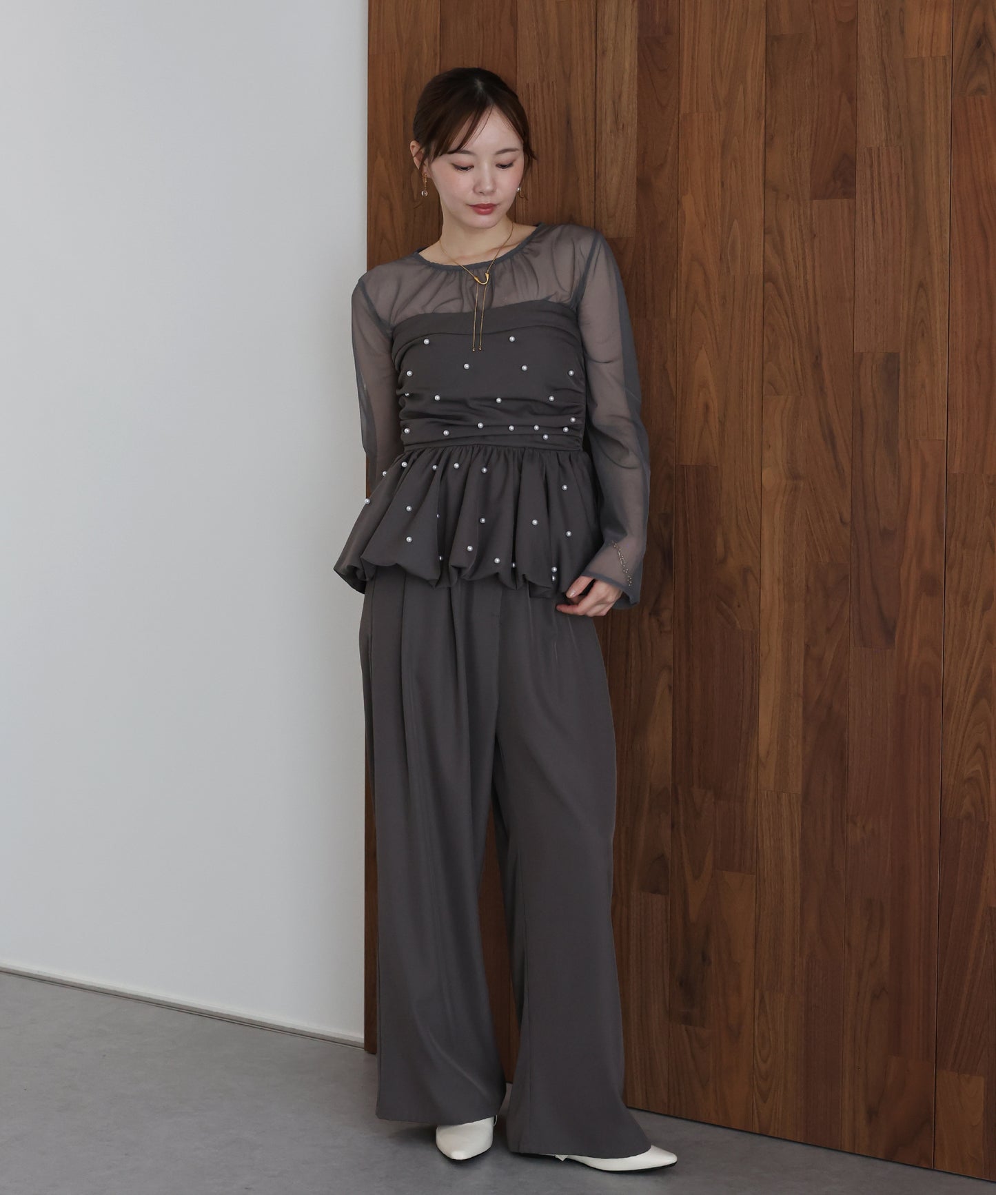 【早割5％OFF】パールバルーンビスチェパンツドレス