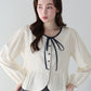 バイカラーリボンペプラムブラウス【ネコポス】