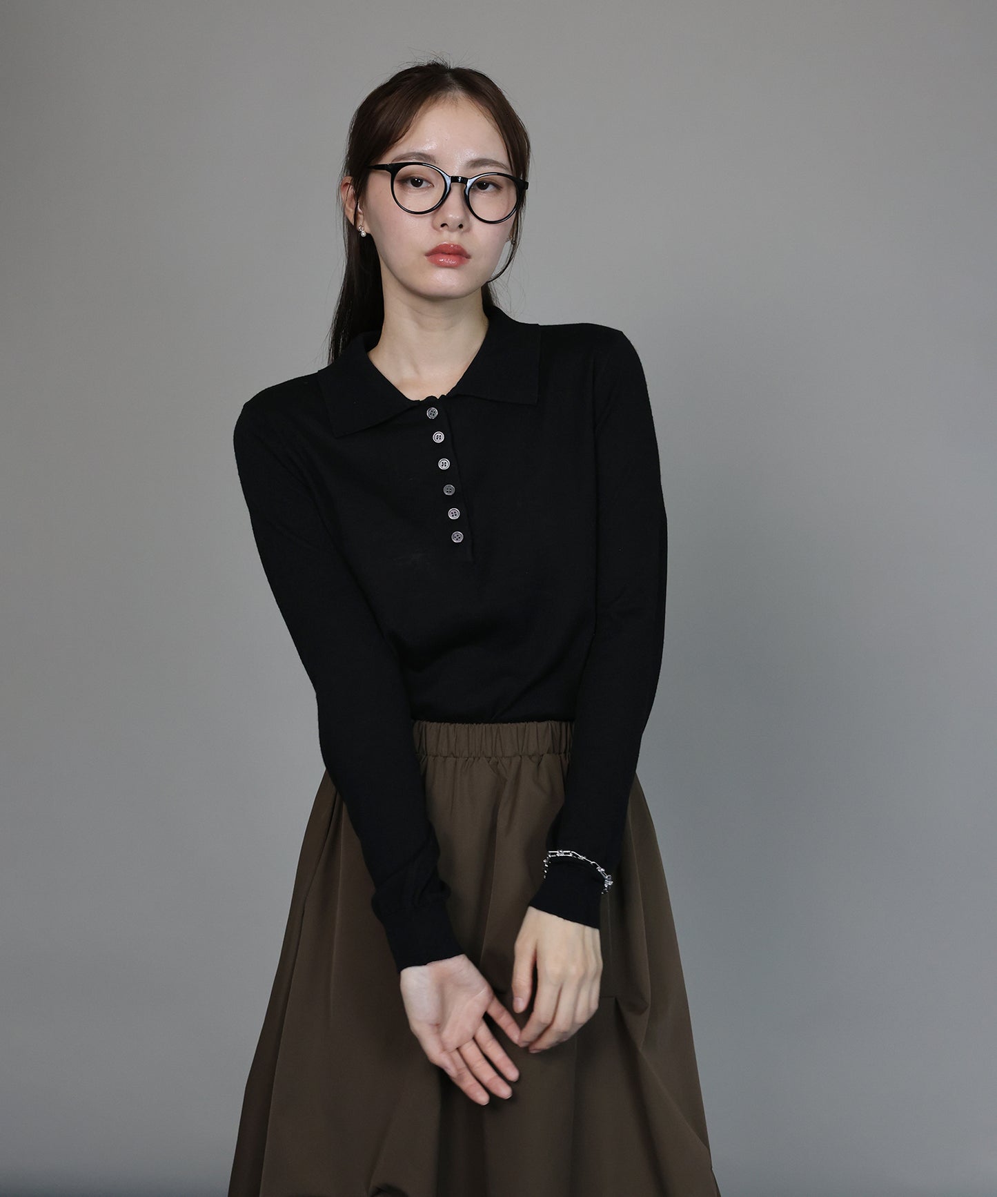 【早割5％OFF】[J by blue]ウール混ポロ襟ニット