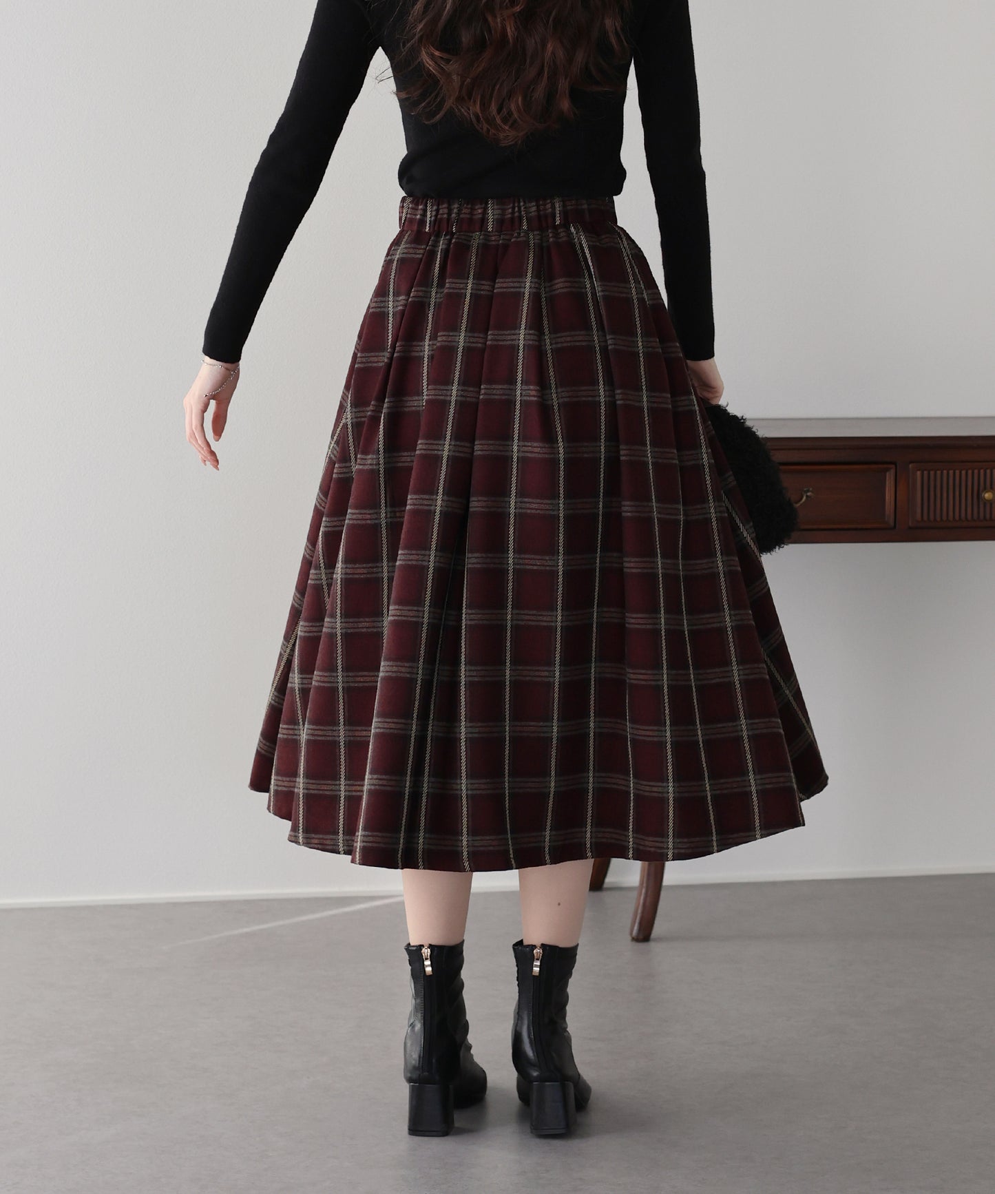 丈が選べるチェックロングスカート