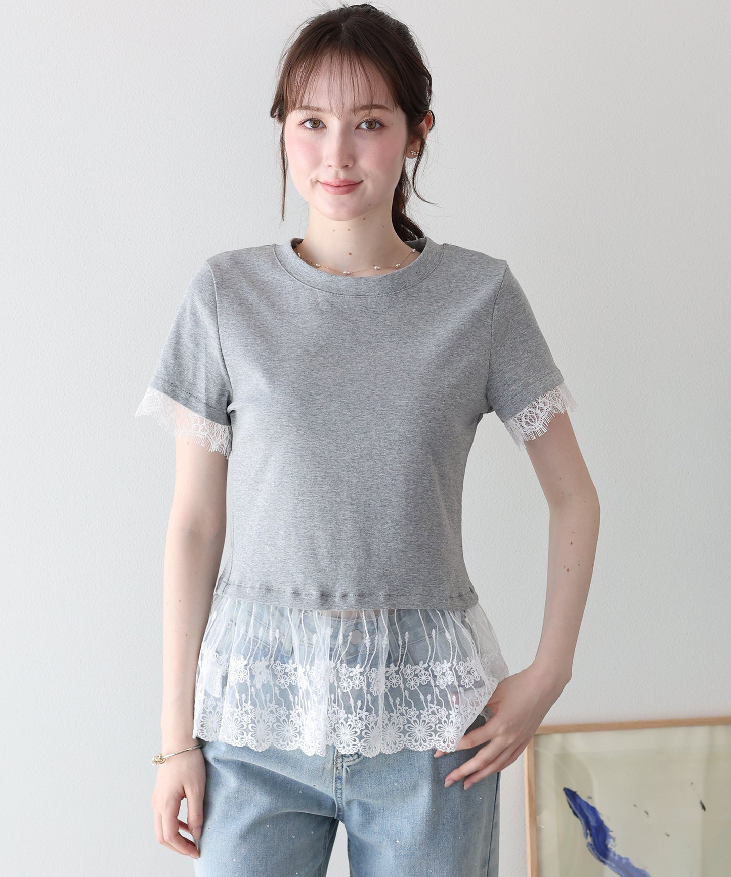 【早割5％OFF】レースドッキングＴシャツ【メール便】