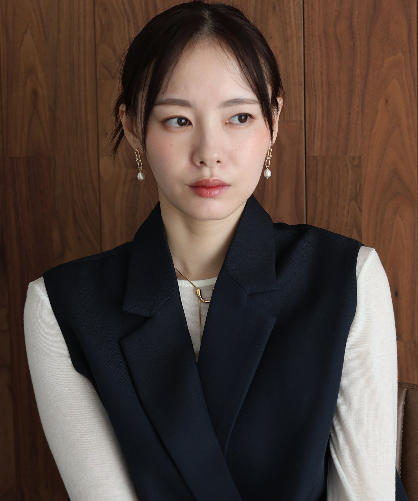 リンクチェーンパールピアス / ニッケルフリー【ネコポス】