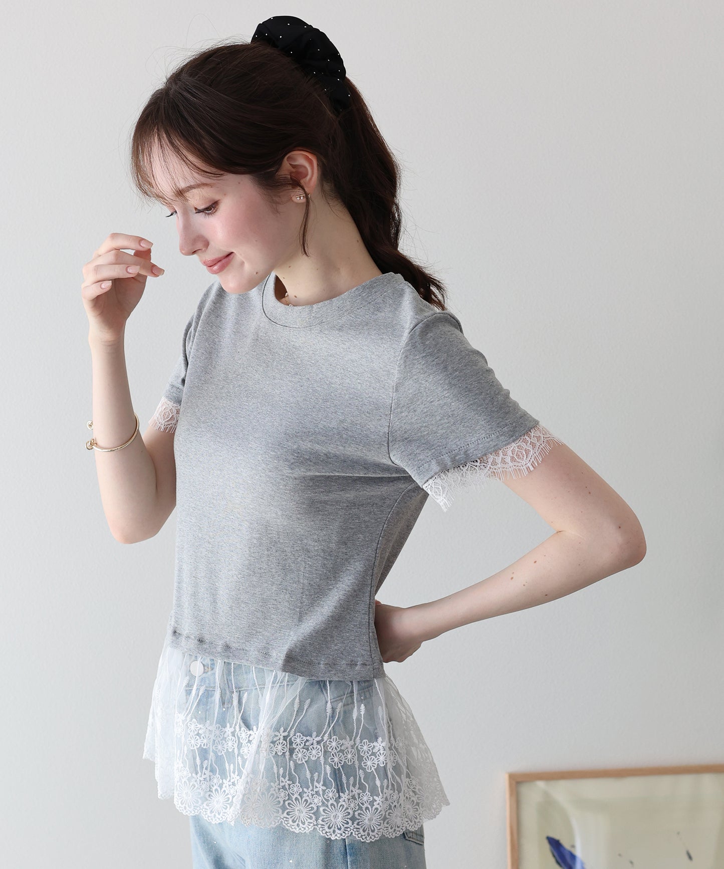 【早割5％OFF】レースドッキングＴシャツ【メール便】
