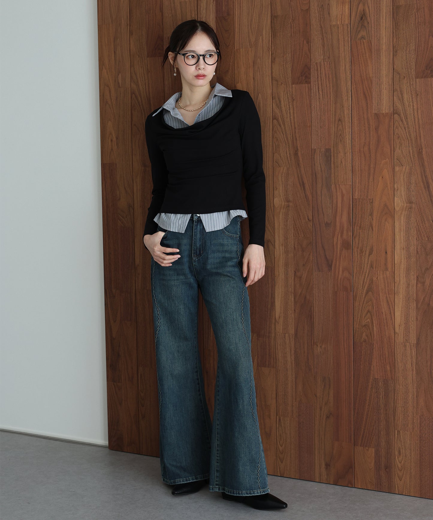 ウェーブラインデニムパンツ